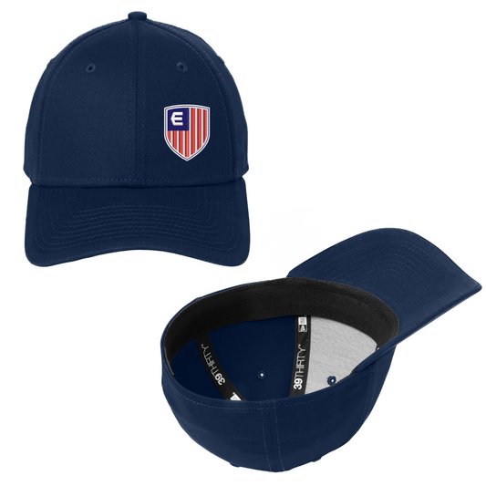 Elite Sports Shield Logo New Era Structured Flex Fit Hat Navy